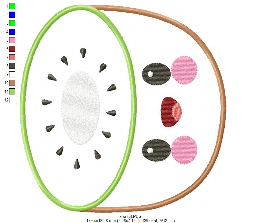 Matriz de Bordado Carinha de Kiwi Kawaii – Aplique