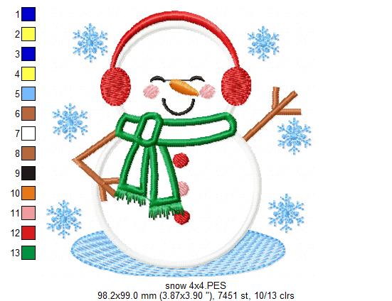 Matriz de Bordado Boneco de Neve – Aplique