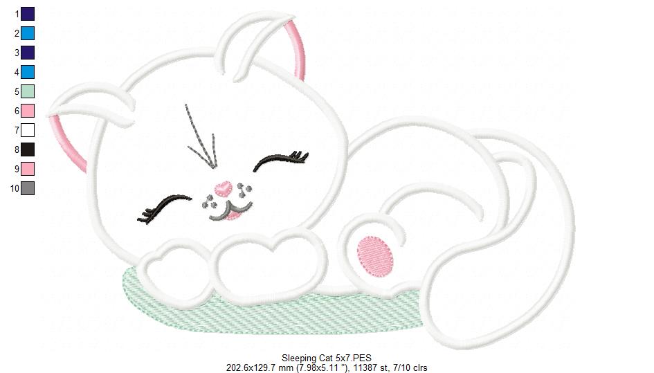 Matriz de Bordado Gatinho Dorminhoco – Aplique