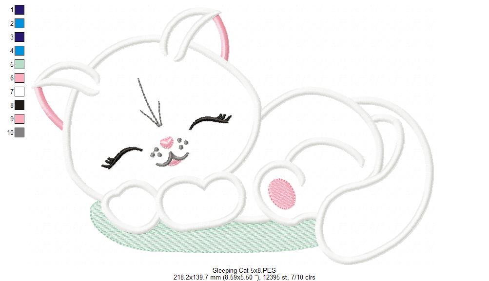Matriz de Bordado Gatinho Dorminhoco – Aplique