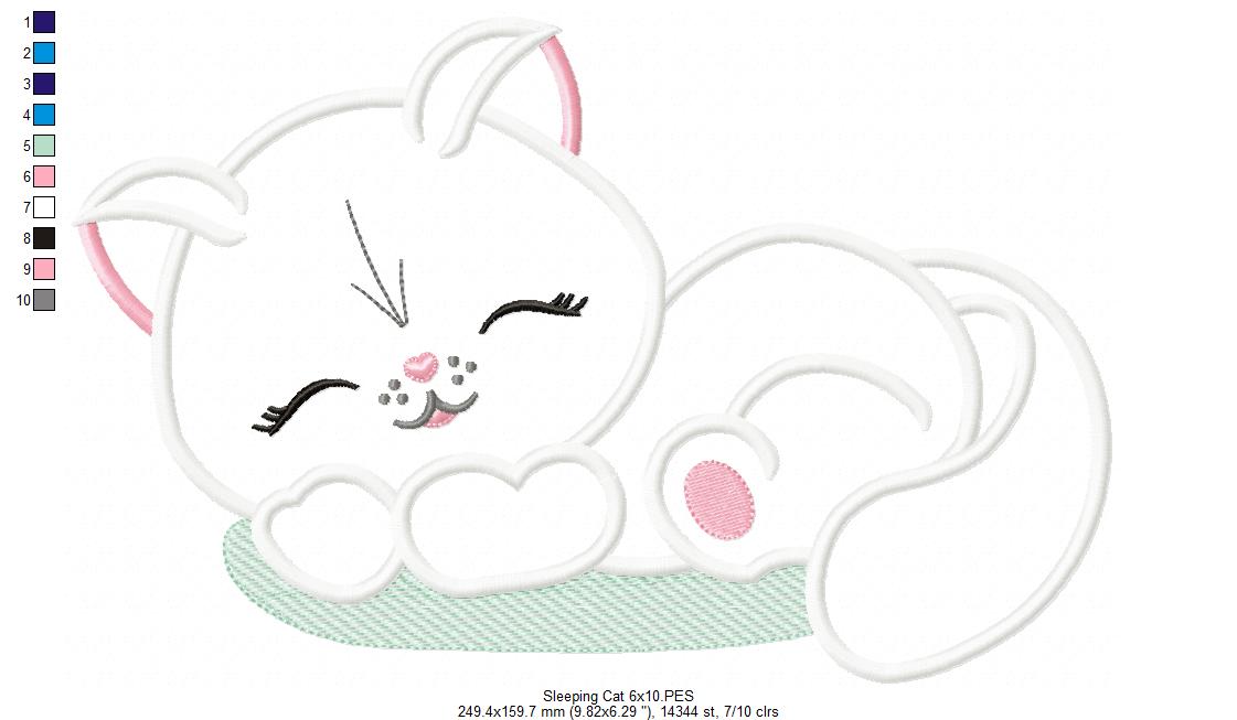 Matriz de Bordado Gatinho Dorminhoco – Aplique