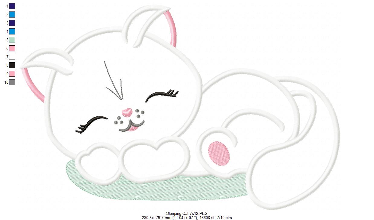 Matriz de Bordado Gatinho Dorminhoco – Aplique