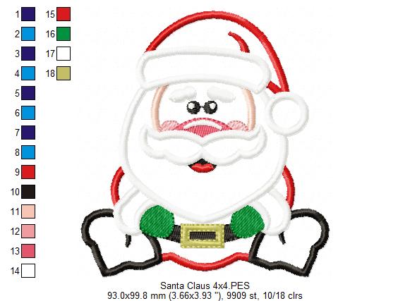 Matriz de Bordado Papai Noel Fofurinha – Aplique