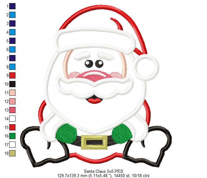 Matriz de Bordado Papai Noel Fofurinha – Aplique