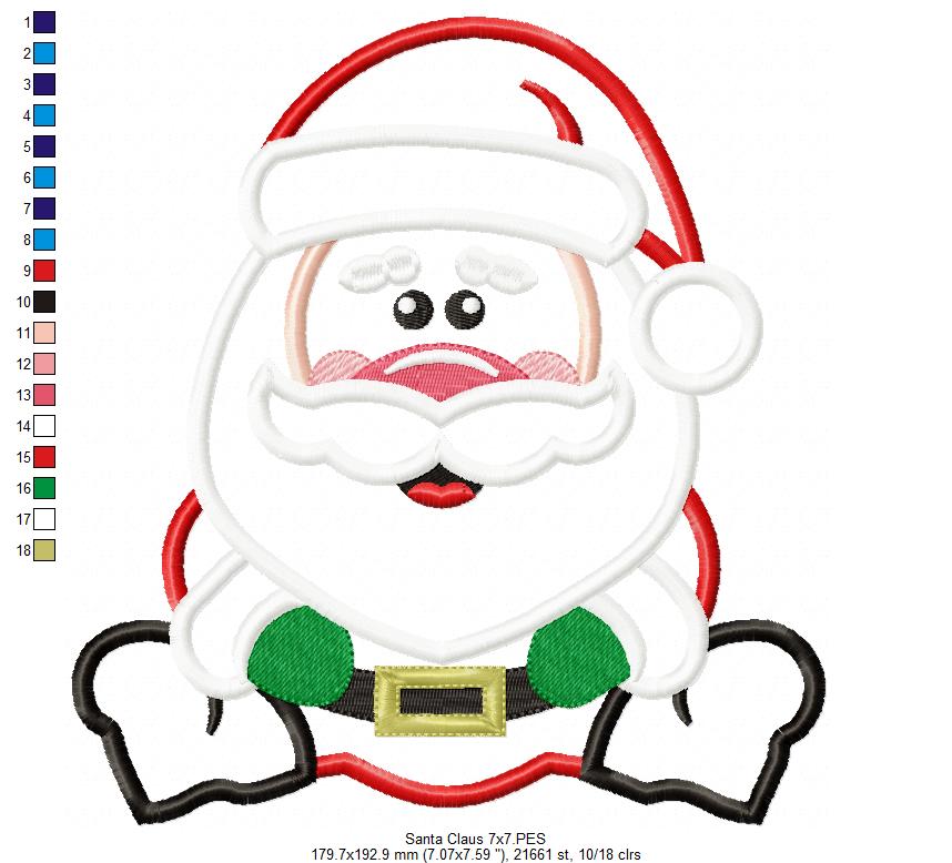 Matriz de Bordado Papai Noel Fofurinha – Aplique