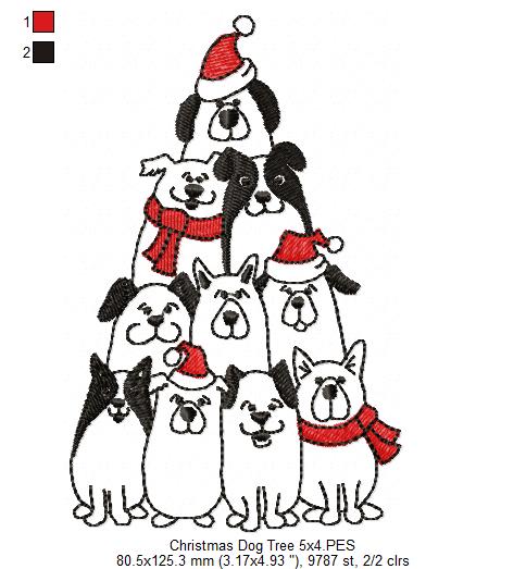 Matriz de Bordado Natal dos Cachorrinhos – Redwork