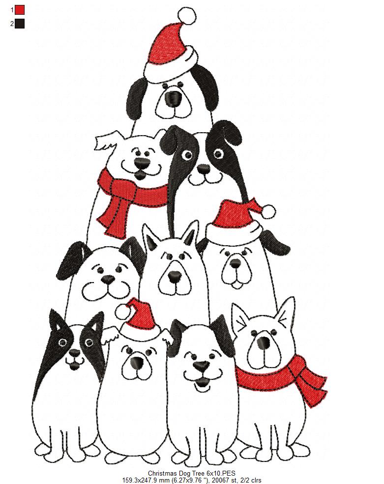 Matriz de Bordado Natal dos Cachorrinhos – Redwork