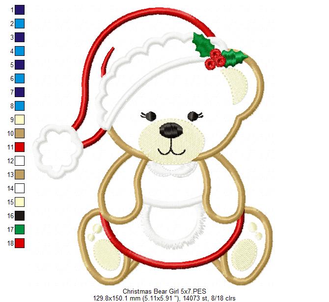 Matriz de Bordado Ursinho Natal – Aplique