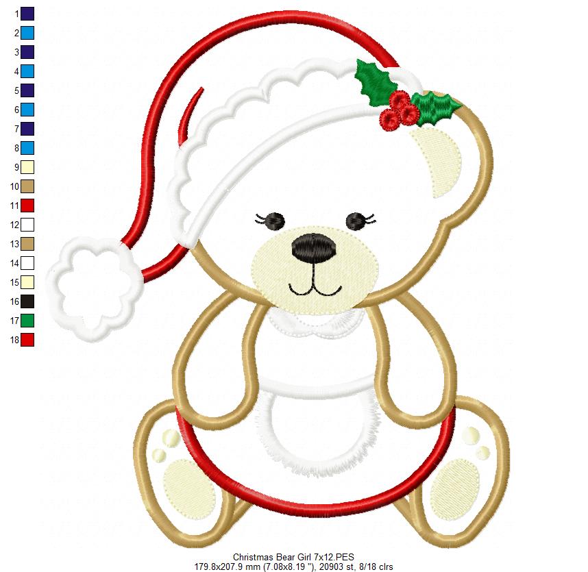 Matriz de Bordado Ursinho Natal – Aplique