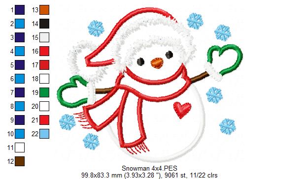 Matriz de Bordado Boneco de Neve - Aplique