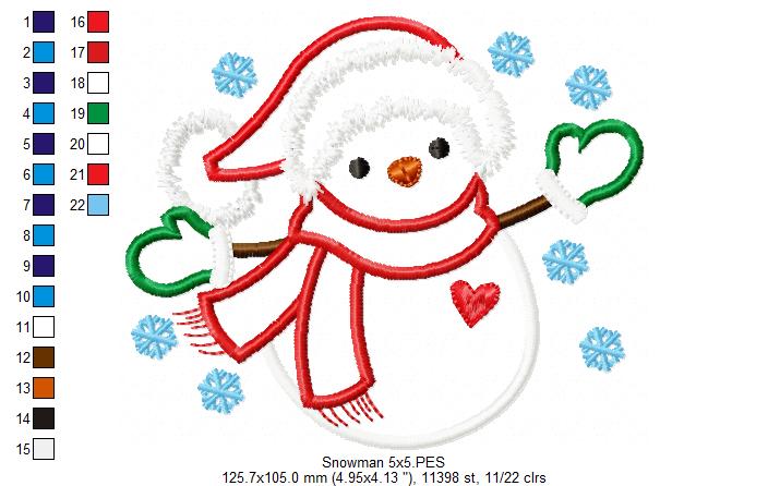 Matriz de Bordado Boneco de Neve - Aplique