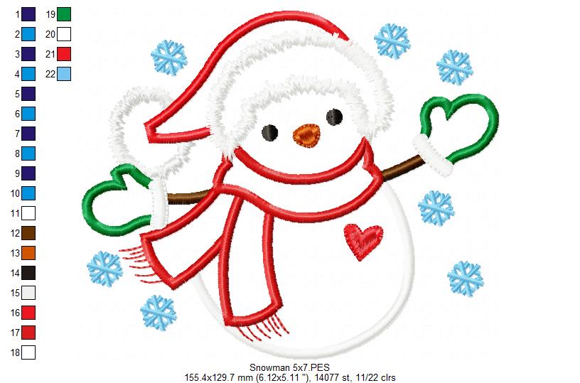 Matriz de Bordado Boneco de Neve - Aplique