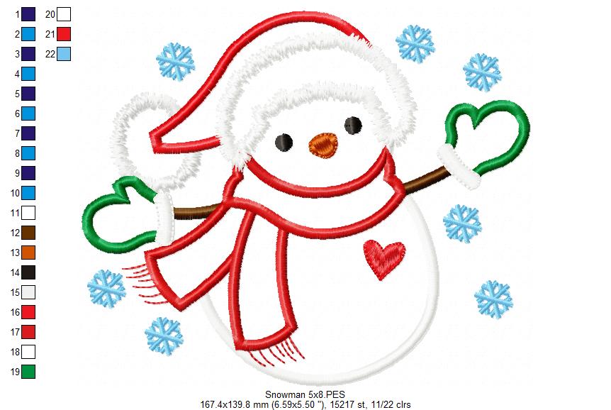 Matriz de Bordado Boneco de Neve - Aplique