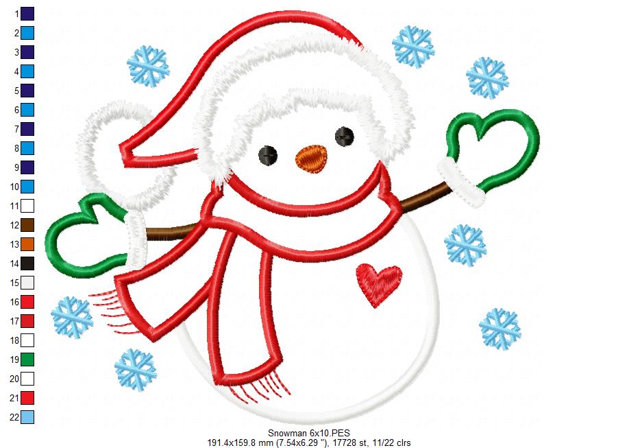 Matriz de Bordado Boneco de Neve - Aplique