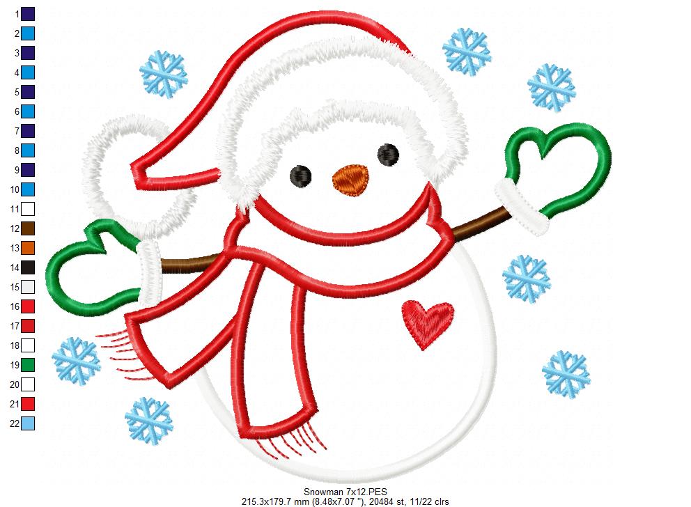 Matriz de Bordado Boneco de Neve - Aplique