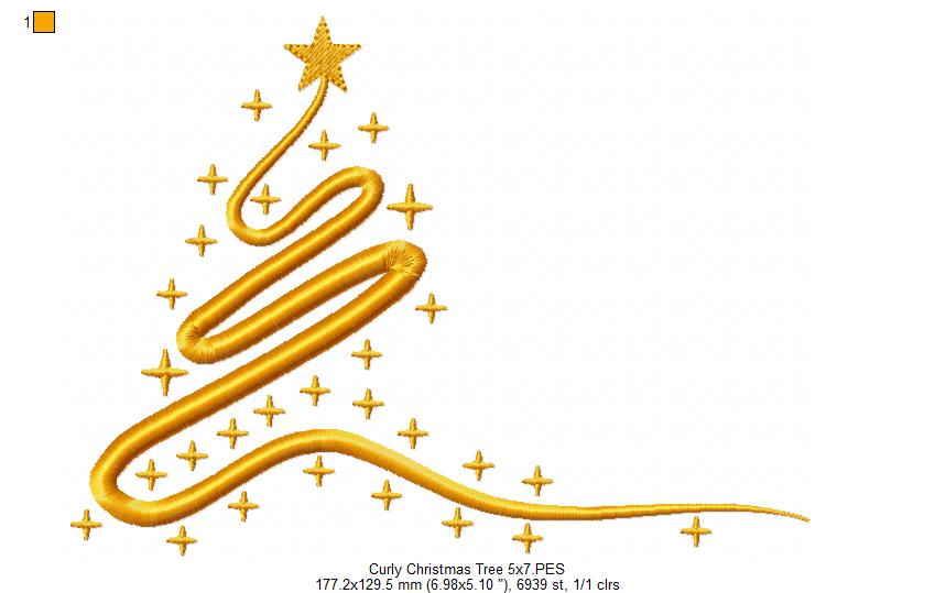 Matriz de Bordado Árvore de Natal Ondulada - Ponto Satim