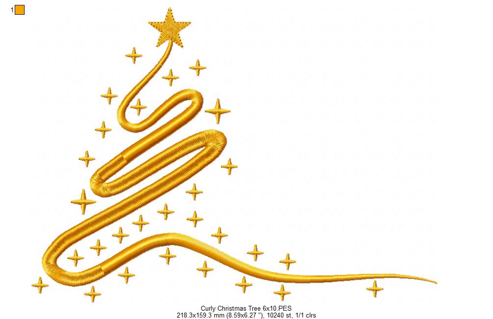 Matriz de Bordado Árvore de Natal Ondulada - Ponto Satim