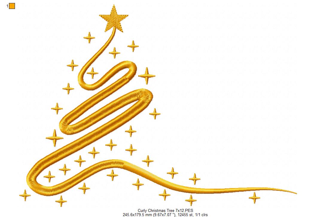 Matriz de Bordado Árvore de Natal Ondulada - Ponto Satim