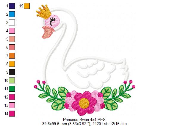 Matriz de Bordado Cisne Princesa Encantado – Aplique