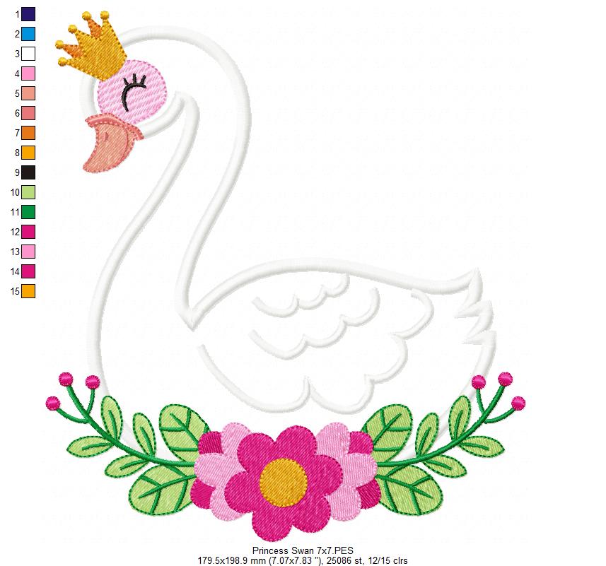 Matriz de Bordado Cisne Princesa Encantado – Aplique