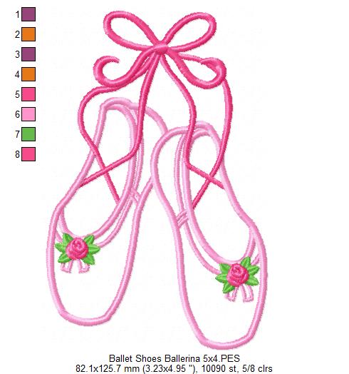 Matriz de Bordado Sapatilhas de Balé Fofinhas – Aplique