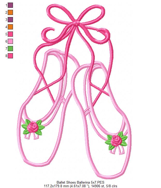 Matriz de Bordado Sapatilhas de Balé Fofinhas – Aplique
