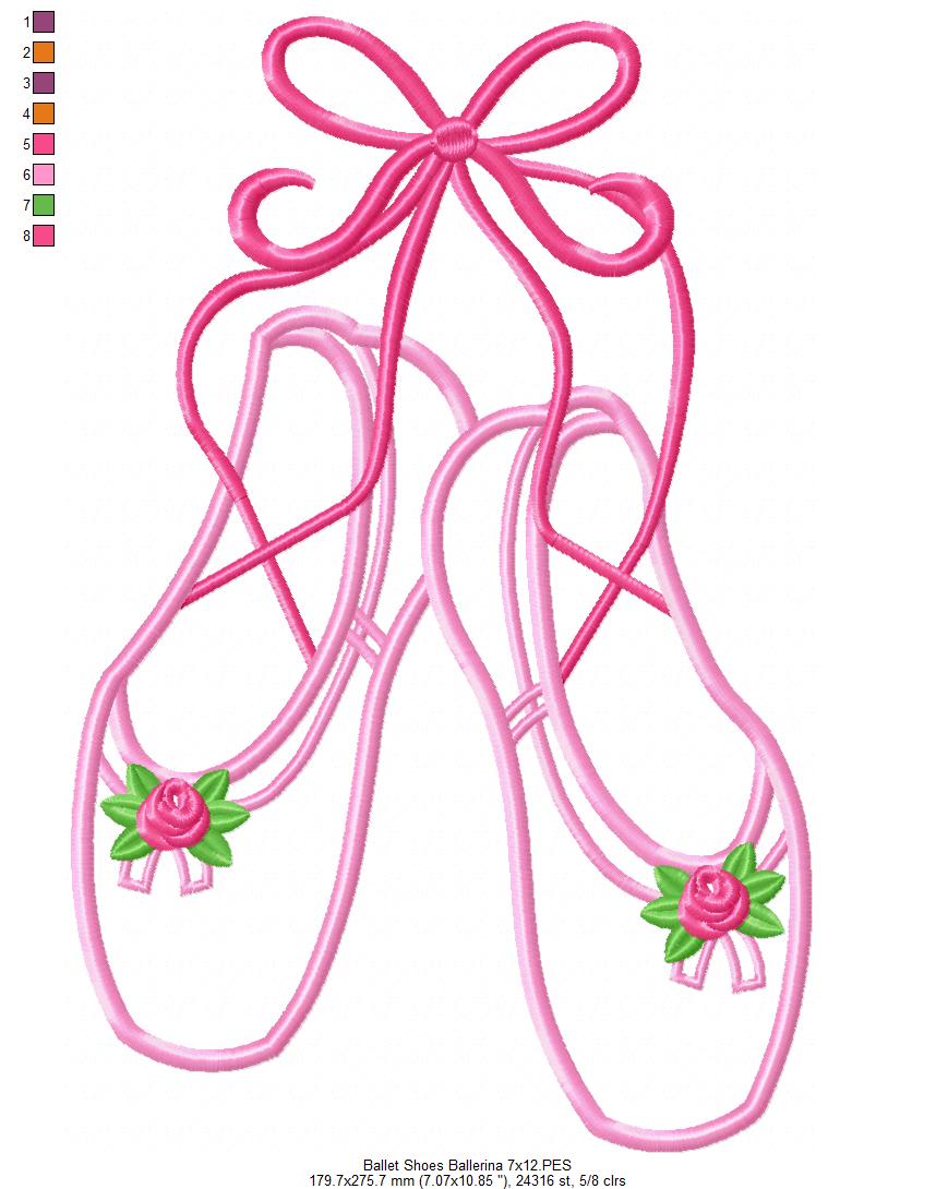 Matriz de Bordado Sapatilhas de Balé Fofinhas – Aplique