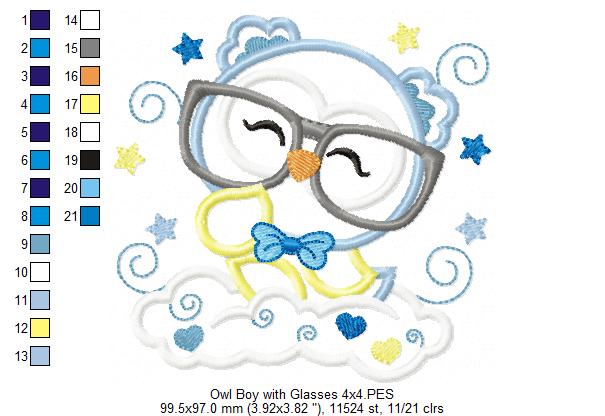 Matriz de Bordado Corujinha Sonhadora no Céu – Aplique