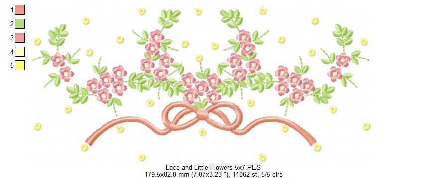 Matriz de Bordado Flores com Laço Elegante – Ponto Satim