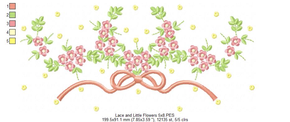 Matriz de Bordado Flores com Laço Elegante – Ponto Satim