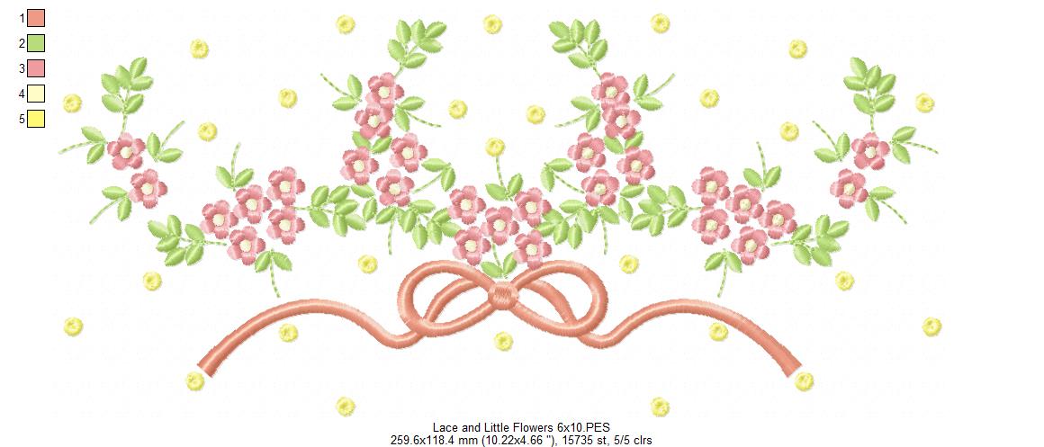 Matriz de Bordado Flores com Laço Elegante – Ponto Satim