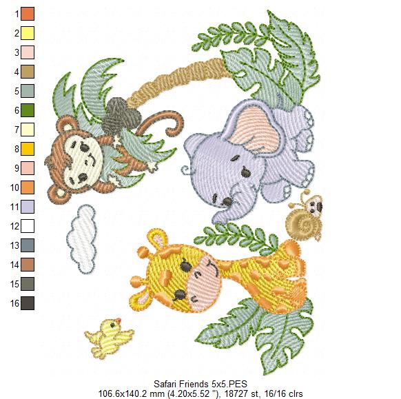 Matriz de Bordado Safari Bebê – Ponto Sketch