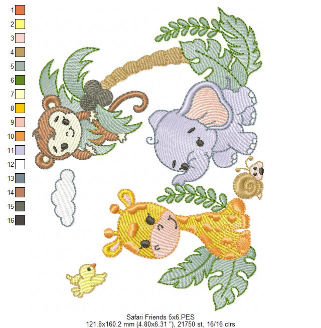 Matriz de Bordado Safari Bebê – Ponto Sketch