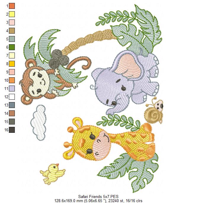 Matriz de Bordado Safari Bebê – Ponto Sketch