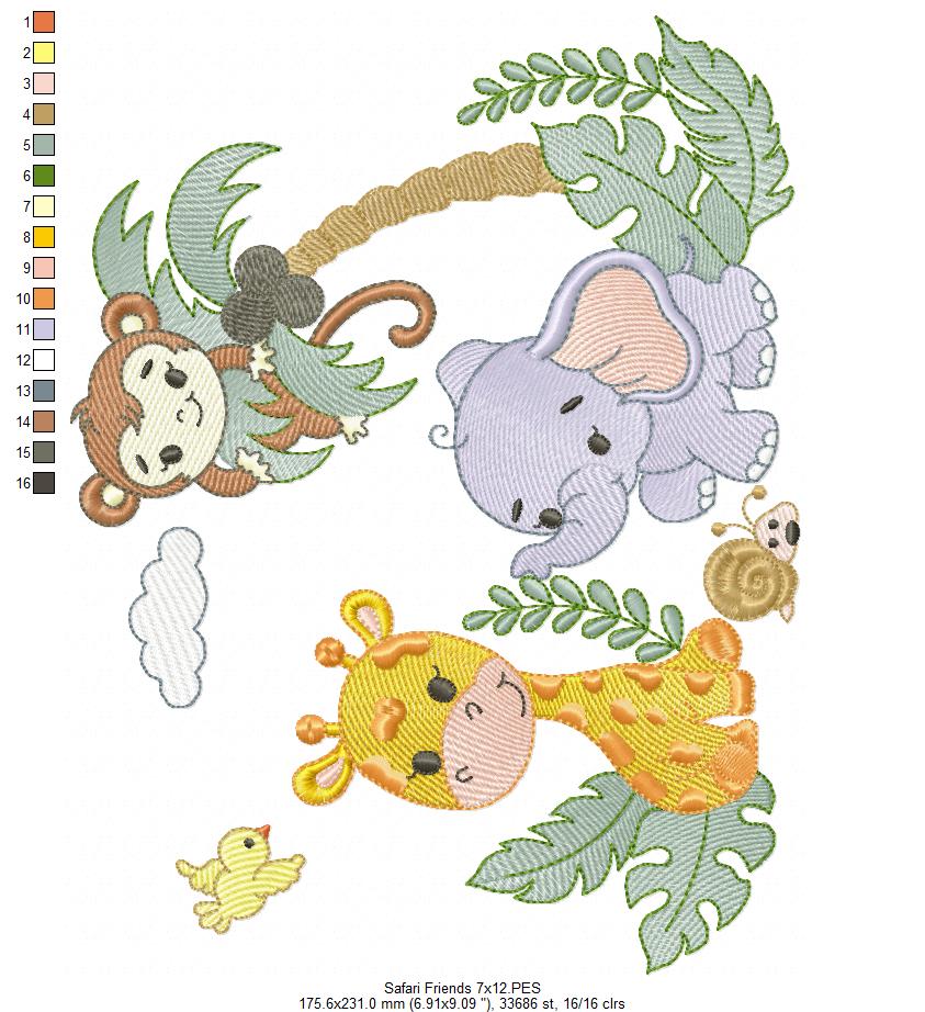 Matriz de Bordado Safari Bebê – Ponto Sketch