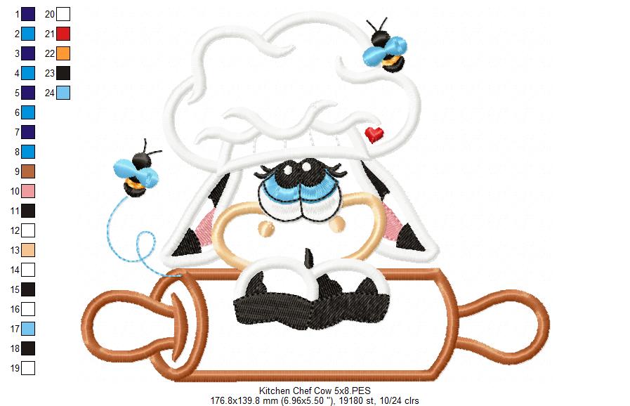 Matriz de Bordado Vaquinha Confeiteira – Aplique
