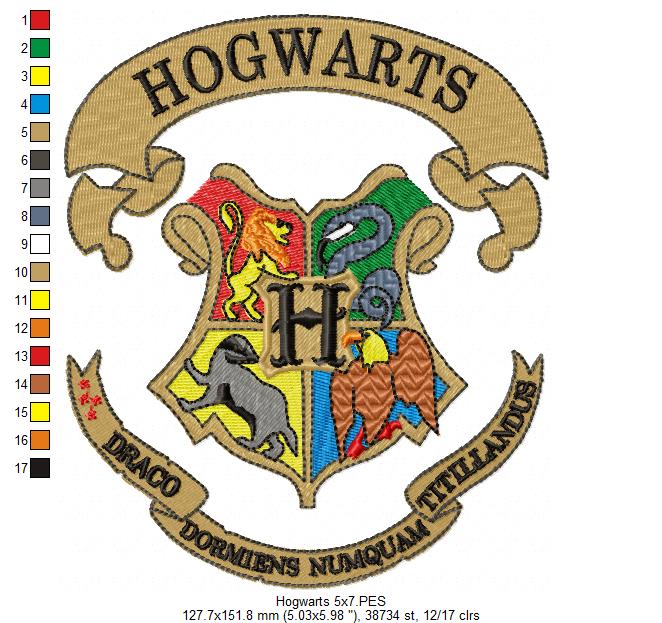 Matriz de Bordado Hogwarts Escola de Magia – Ponto Cheio