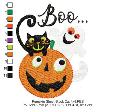 Matriz de Bordado Halloween Boo – Ponto Cheio