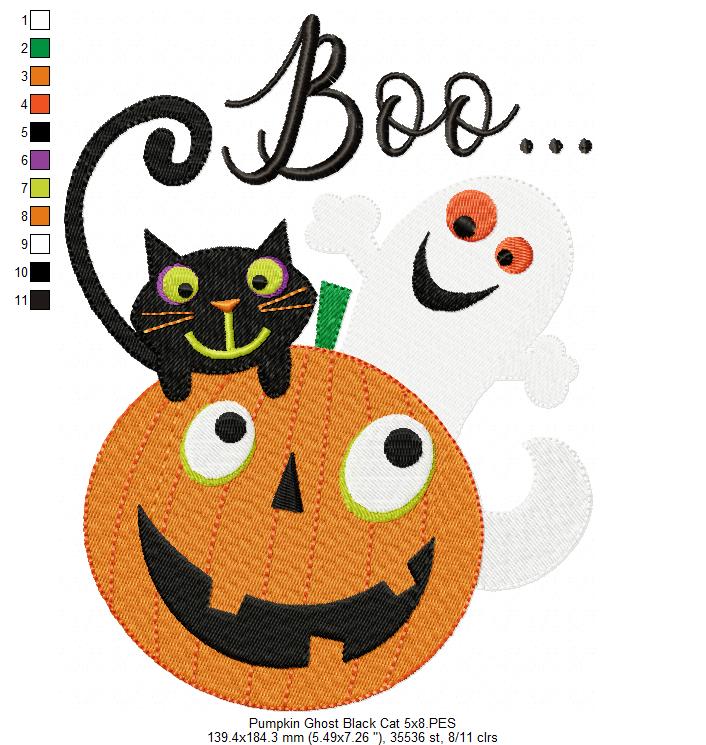 Matriz de Bordado Halloween Boo – Ponto Cheio