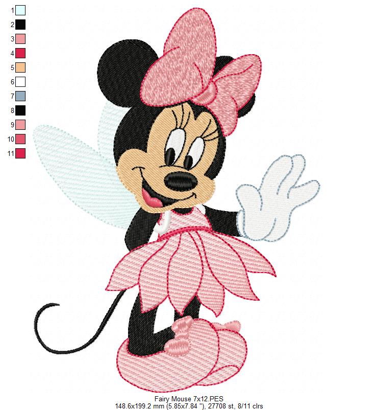Matriz de Bordado Minnie Fada com Vestido de Pétalas – Rippled