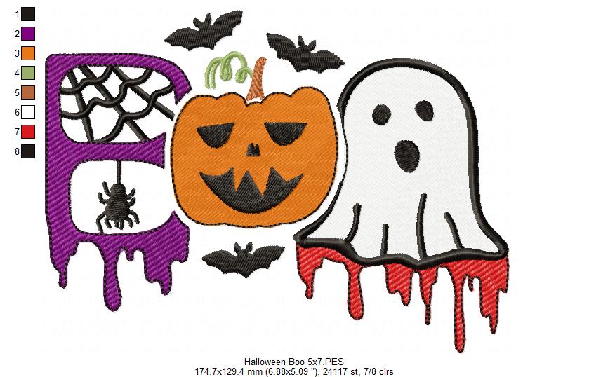 Matriz de Bordado Halloween “BOO” – Ponto Cheio
