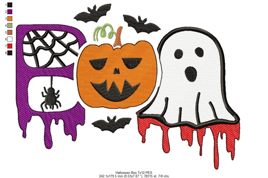 Matriz de Bordado Halloween “BOO” – Ponto Cheio