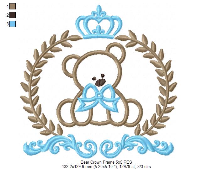 Matriz de Bordado Urso Coroado – Ponto Satim