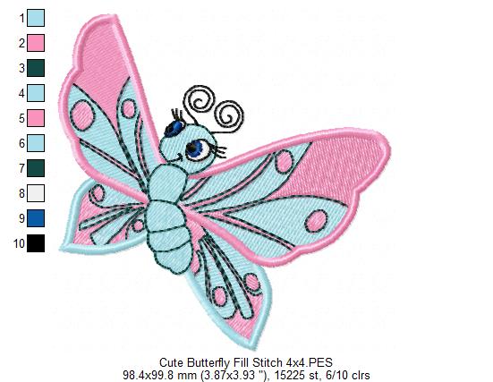 Matriz de Bordado Borboleta Fofa – Ponto Cheio