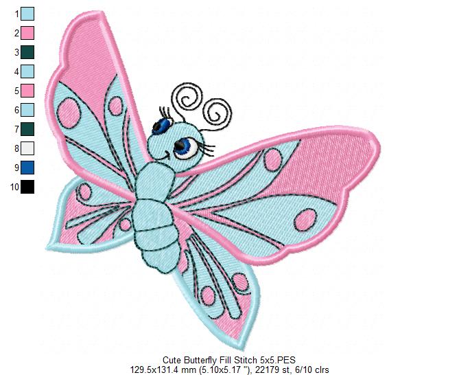 Matriz de Bordado Borboleta Fofa – Ponto Cheio