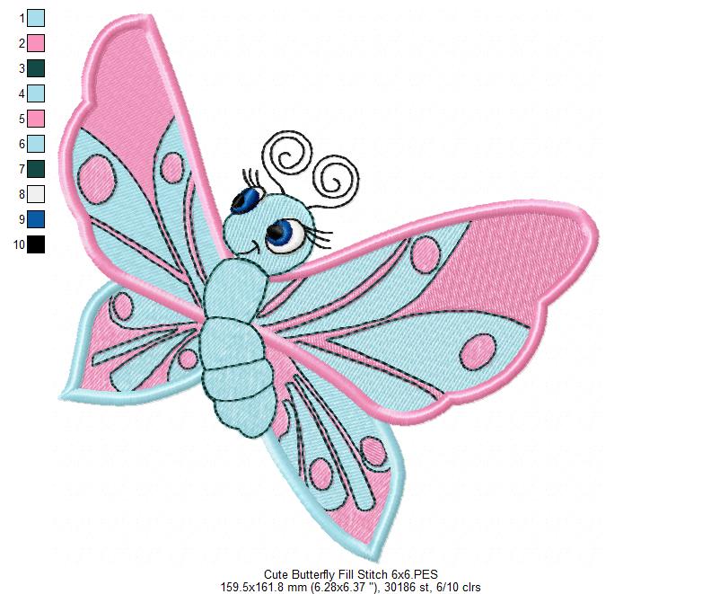 Matriz de Bordado Borboleta Fofa – Ponto Cheio