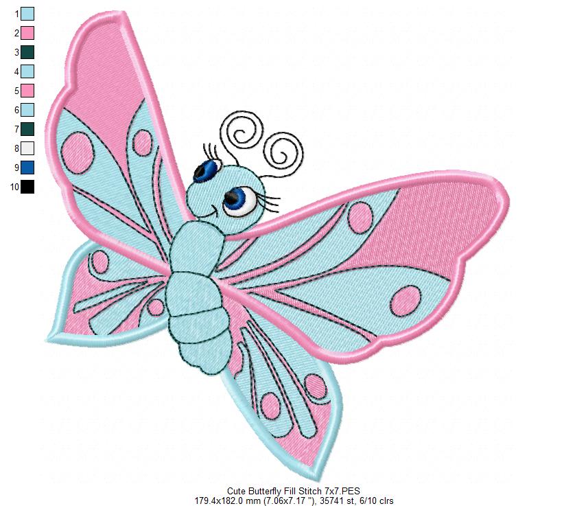 Matriz de Bordado Borboleta Fofa – Ponto Cheio