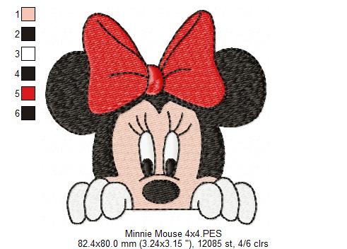 Matriz de Bordado Minnie Curiosa Espiando – Ponto Cheio