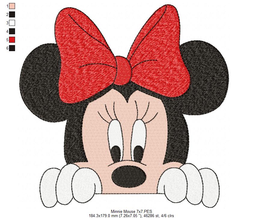 Matriz de Bordado Minnie Curiosa Espiando – Ponto Cheio