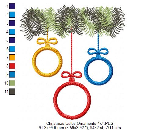 Matriz de Bordado Bolas de Natal - Aplique